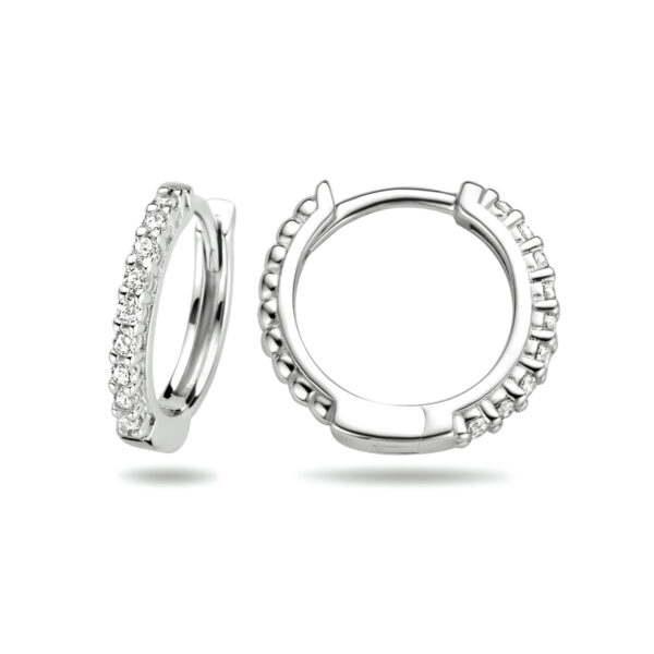 klapoorringen zirkonia zilver gerhodineerd - Afbeelding 3