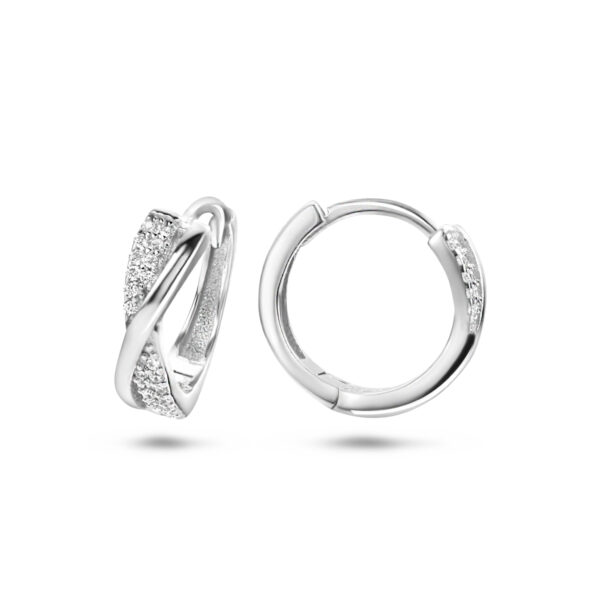 klapoorringen zirkonia zilver gerhodineerd - Afbeelding 3
