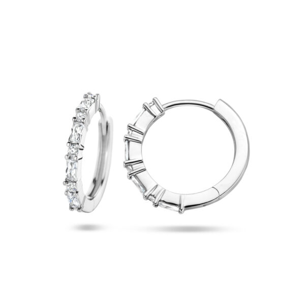 klapoorringen zirkonia zilver gerhodineerd - Afbeelding 3
