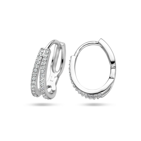 klapoorringen zirkonia zilver gerhodineerd - Afbeelding 3