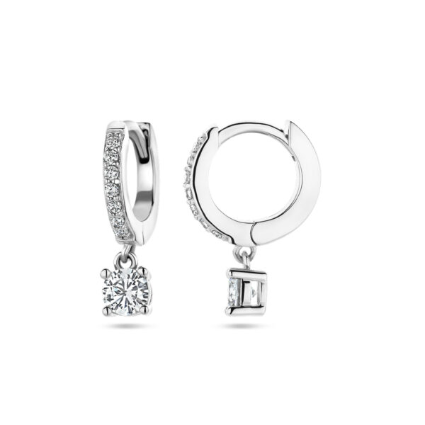 klapoorringen zirkonia zilver gerhodineerd - Afbeelding 3