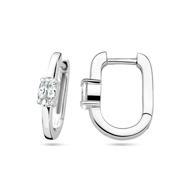 klapoorringen zirkonia zilver gerhodineerd - Afbeelding 3