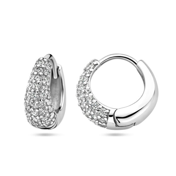 klapoorringen zirkonia zilver gerhodineerd - Afbeelding 3