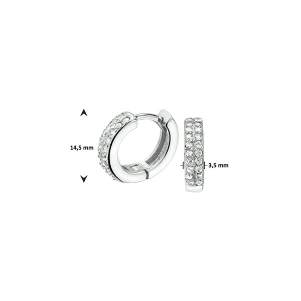 klapoorringen zirkonia zilver gerhodineerd - Afbeelding 3