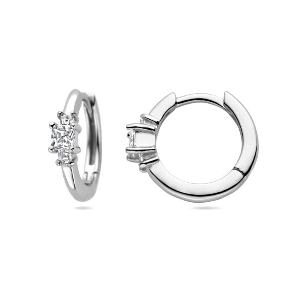 klapoorringen zirkonia zilver gerhodineerd - Afbeelding 3