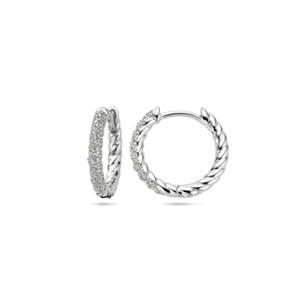 klapoorringen zirkonia zilver gerhodineerd - Afbeelding 3