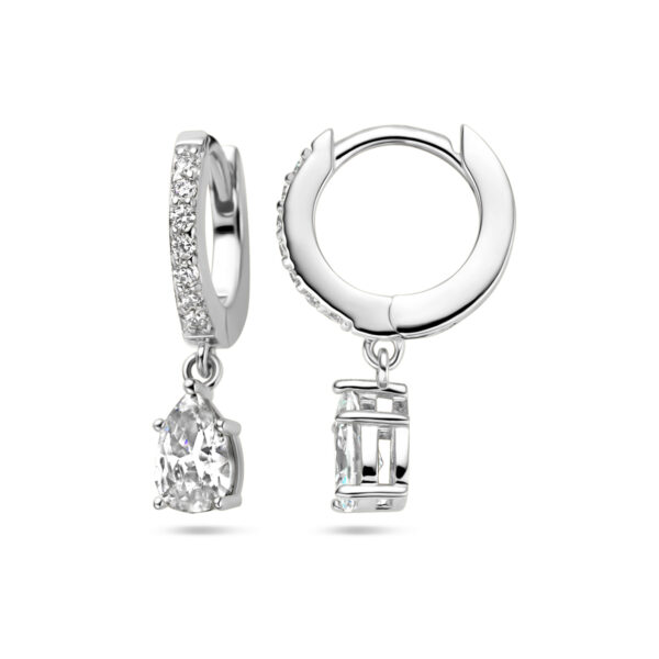 klapoorringen zirkonia zilver gerhodineerd - Afbeelding 3