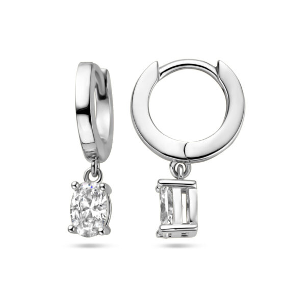 klapoorringen zirkonia zilver gerhodineerd - Afbeelding 3