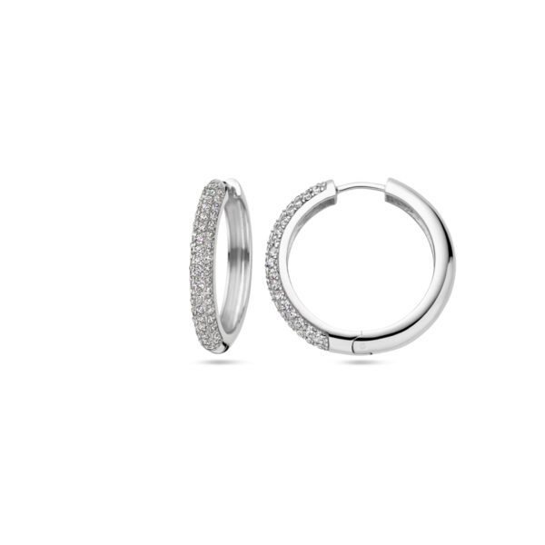 klapoorringen zirkonia zilver gerhodineerd - Afbeelding 3
