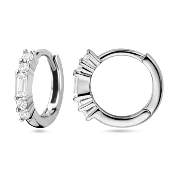 klapoorringen zirkonia zilver gerhodineerd - Afbeelding 3