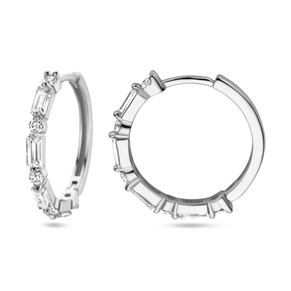 klapoorringen zirkonia zilver gerhodineerd - Afbeelding 3