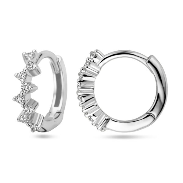 klapoorringen zirkonia zilver gerhodineerd - Afbeelding 3