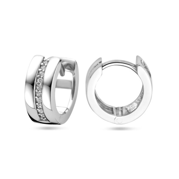 klapoorringen zirkonia zilver gerhodineerd - Afbeelding 3