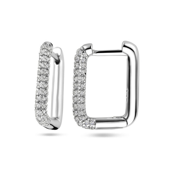 klapoorringen zirkonia zilver gerhodineerd - Afbeelding 3