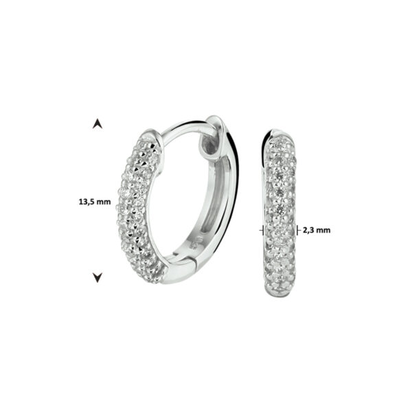 klapoorringen zirkonia zilver gerhodineerd - Afbeelding 3