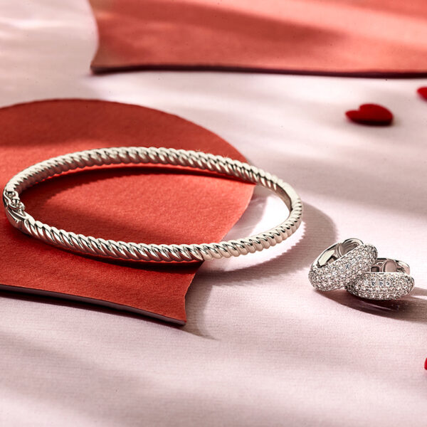 klapoorringen zirkonia zilver gerhodineerd - Afbeelding 4