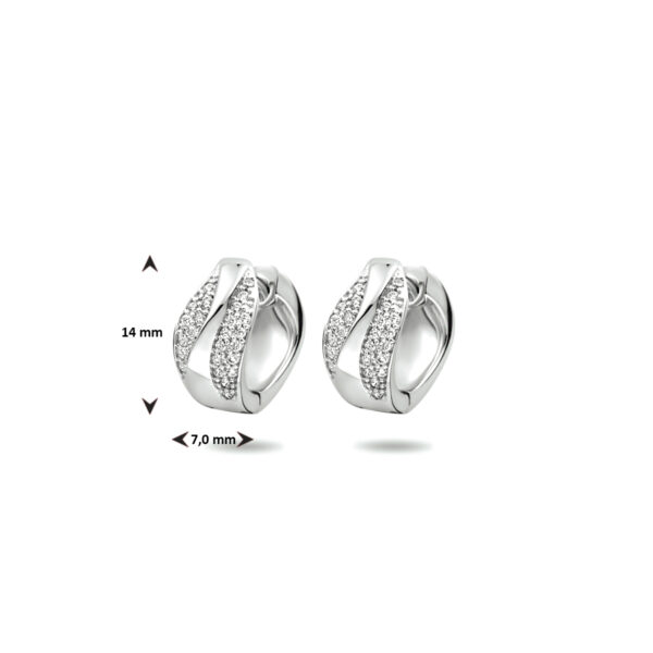 klapoorringen zirkonia zilver gerhodineerd - Afbeelding 4