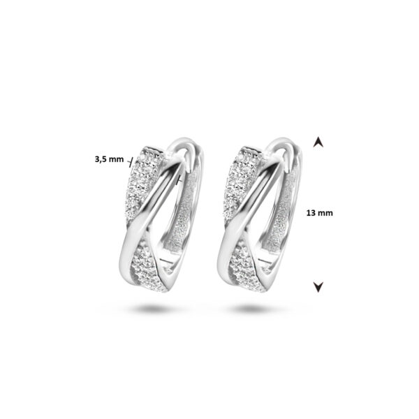 klapoorringen zirkonia zilver gerhodineerd - Afbeelding 4