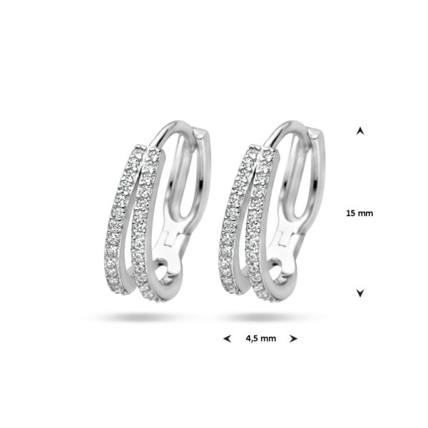 klapoorringen zirkonia zilver gerhodineerd - Afbeelding 4
