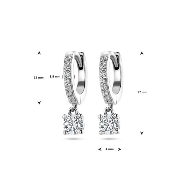 klapoorringen zirkonia zilver gerhodineerd - Afbeelding 4