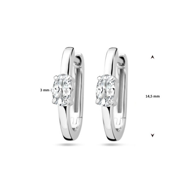 klapoorringen zirkonia zilver gerhodineerd - Afbeelding 4