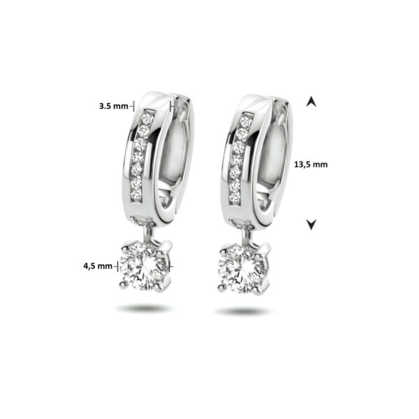 klapoorringen zirkonia zilver gerhodineerd - Afbeelding 4