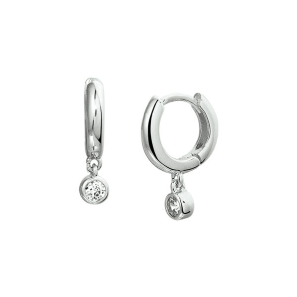 klapoorringen zirkonia zilver gerhodineerd