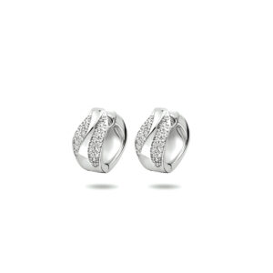 klapoorringen zirkonia zilver gerhodineerd