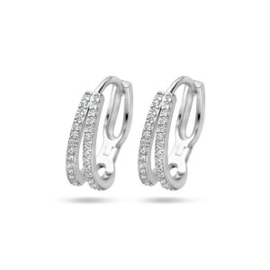 klapoorringen zirkonia zilver gerhodineerd