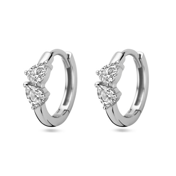 klapoorringen zirkonia zilver gerhodineerd