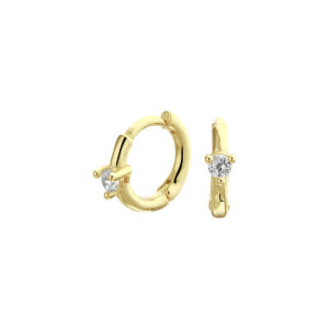 klapoorringen zirkonia zilver verguld (geel)