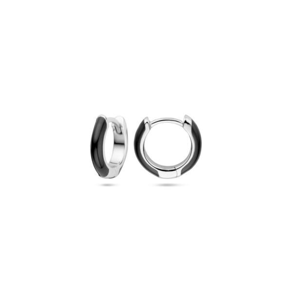 klapoorringen zwart emaille 10,5 mm zilver gerhodineerd - Afbeelding 3