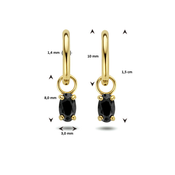 klapoorringen zwart zirkonia 14K geelgoud - Afbeelding 4