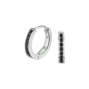 klapoorringen zwart zirkonia zilver gerhodineerd