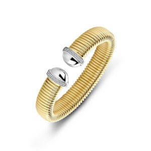 klemband tubogas zirkonia 13 mm 3 micron zilver verguld (geel/rhodium)