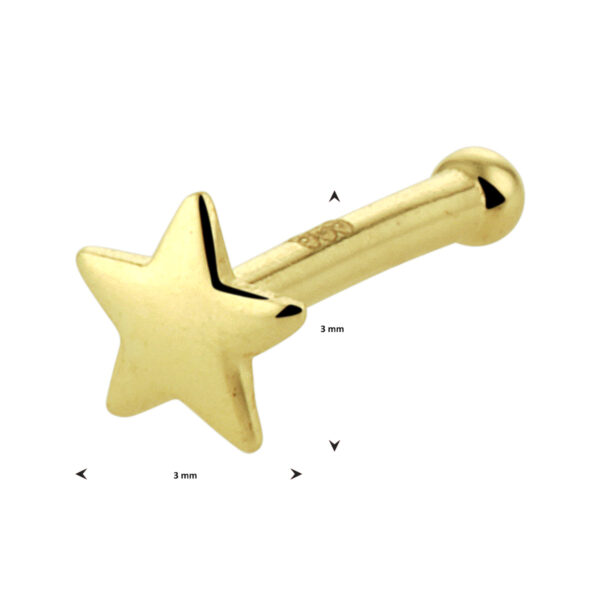 kogel neusknopje ster 14K geelgoud - Afbeelding 2