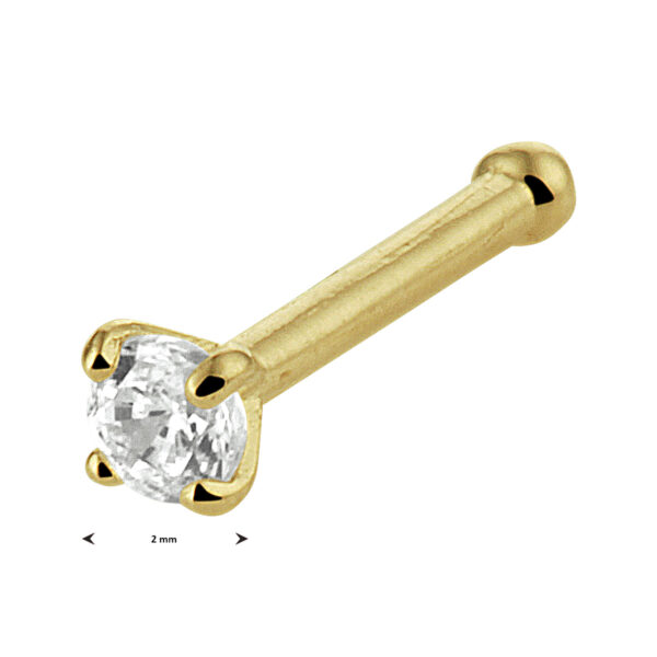 kogel neusknopje zirkonia 14K geelgoud - Afbeelding 2