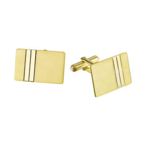 manchetknopen poli/mat gediamanteerd 14K geelgoud