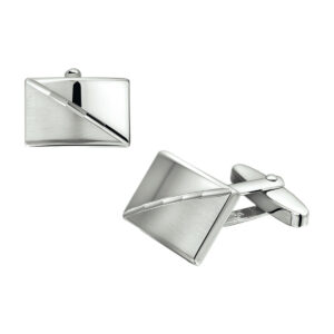 manchetknopen poli/mat gediamanteerd zilver gerhodineerd
