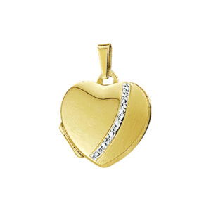 medaillon hart bicolor gestift 14K geelgoud