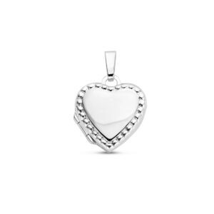 medaillon hart bolletjes zilver wit