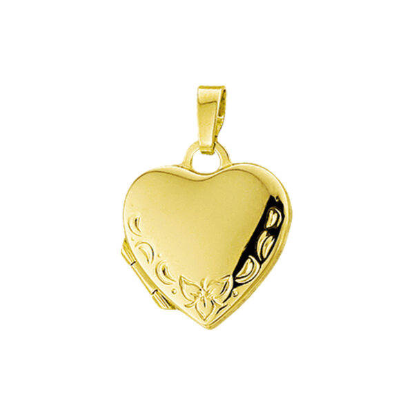 medaillon hart gravure 14K geelgoud