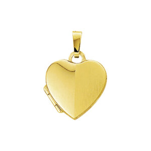 medaillon hart poli/mat 14K geelgoud