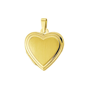 medaillon hart poli/mat 14K geelgoud