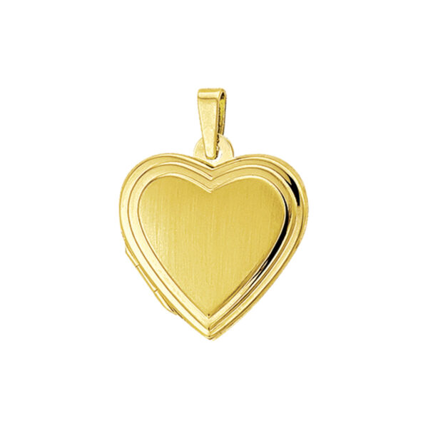 medaillon hart poli/mat 14K geelgoud
