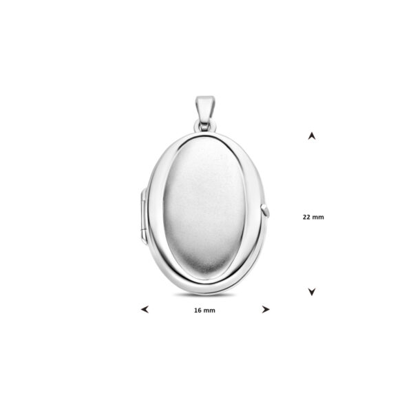 medaillon ovaal poli/mat 30 mm zilver gerhodineerd - Afbeelding 4