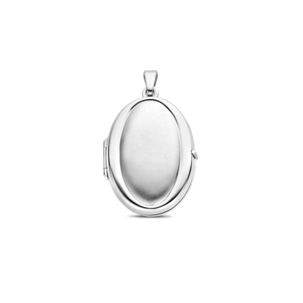 medaillon ovaal poli/mat 30 mm zilver gerhodineerd