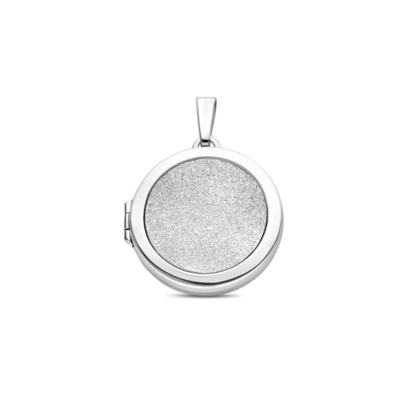 medaillon poli/glitter gediamanteerd 30 mm zilver gerhodineerd