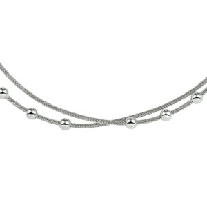 multi-collier bolletjes 42 + 3 cm zilver gerhodineerd