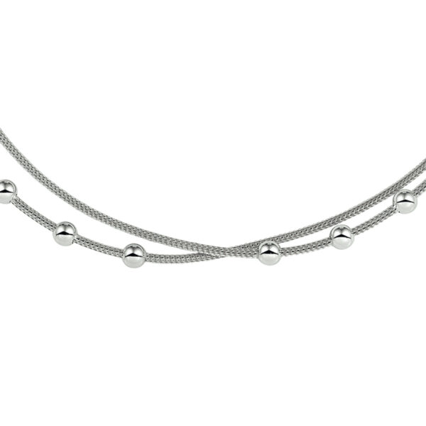 multi-collier bolletjes 42 + 3 cm zilver gerhodineerd